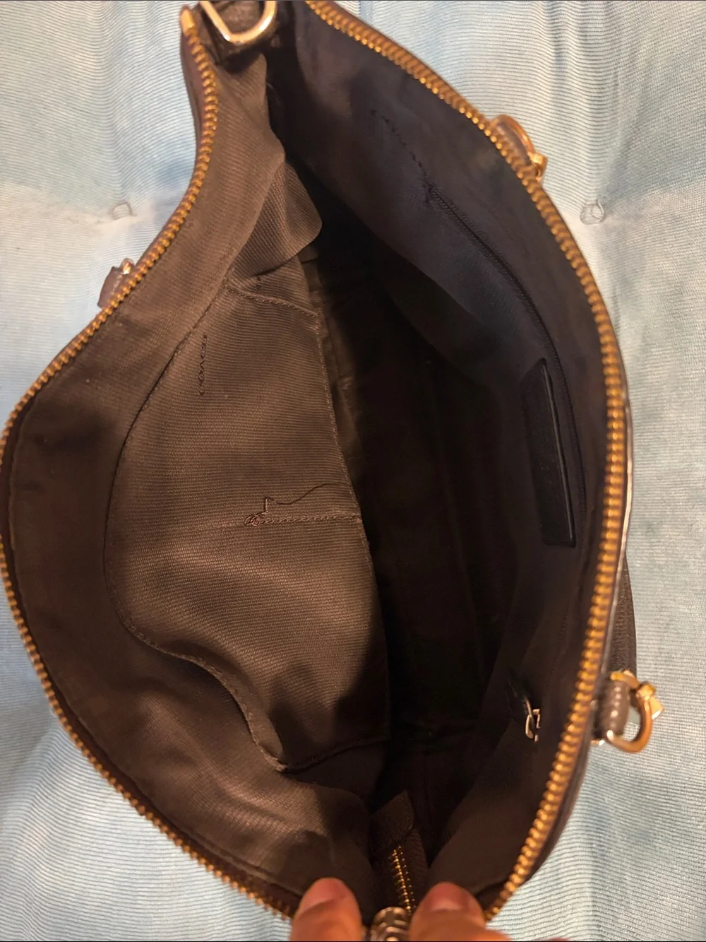 COACH Pebbled Leather Dark Brown Kelsey Satchel Purse with Gold Hardware